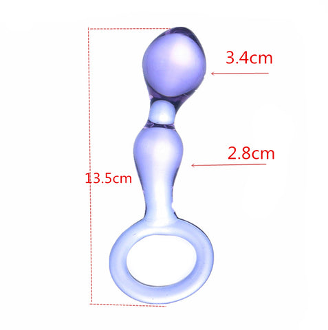 SexyPlay 13.5cm Crystal Glass Butt Plug / Anal Beads / Thruster Dildo - 3 Colors