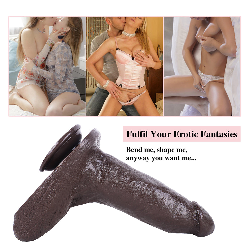 MD 9.84" Super Giant Realistic Dildo with Large Base - Coffee
