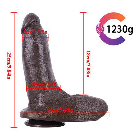 MD 9.84" Super Giant Realistic Dildo with Large Base - Coffee