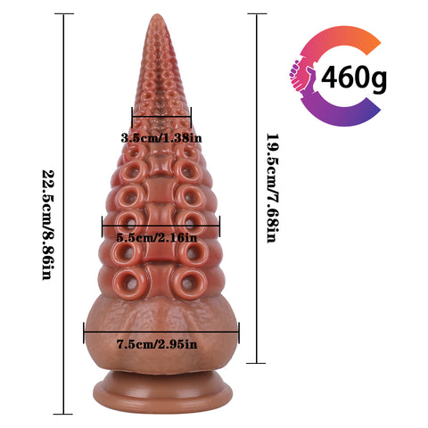 MD 8.86 inch Octopus Tentacles Silicone Fantasy Dildo / Anal Plug - Brown Red