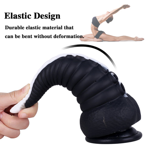 MD 8.86 inch Octopus Tentacles Silicone Fantasy Dildo / Anal Plug - Black-White
