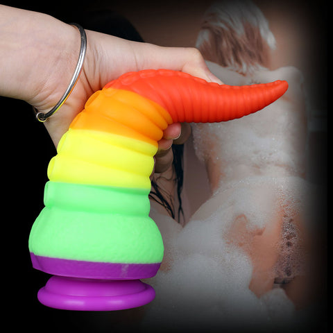 MD 8.86 inch Tentacles Octopus Silicone Fantasy Dildo / Anal Plug - Rainbow