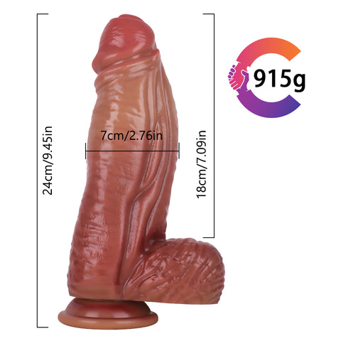 MD 9.45" Bad Dragon Silicone Big Realistic Dildo with Suction Cup- Brown