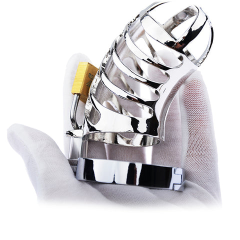 LHD Stainless Steel Male Chastity Cage Penis Cage / 4 Snap Ring Size