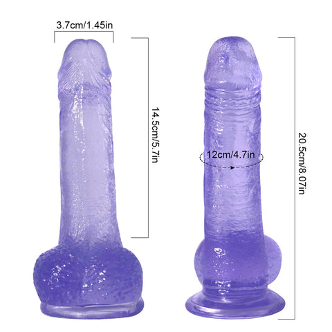 MD 20cm Crystal Realistic Dildo - Light Purple