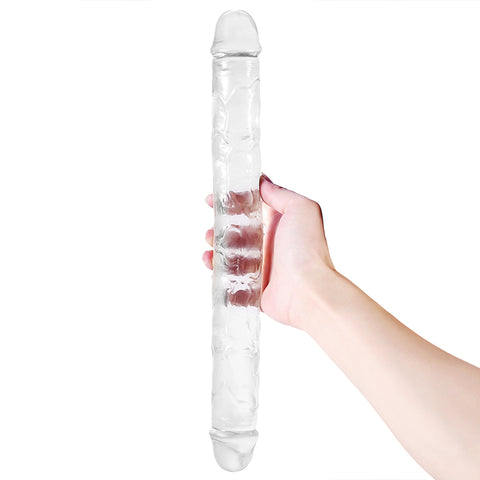 DY Crystal Double Penetration Dildo - Clear 3 Size Optional