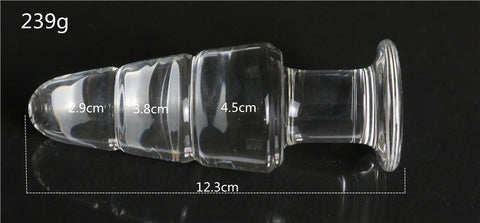 XL Threaded Glass Anal Plug - S/M/L