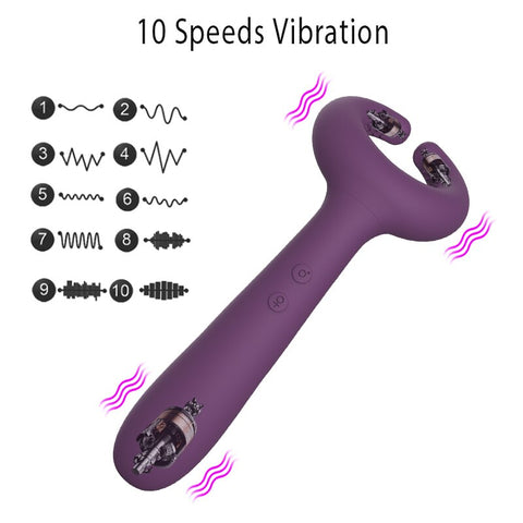 JRL 10 Modes Dual Head Unisex Vibrator - Purple