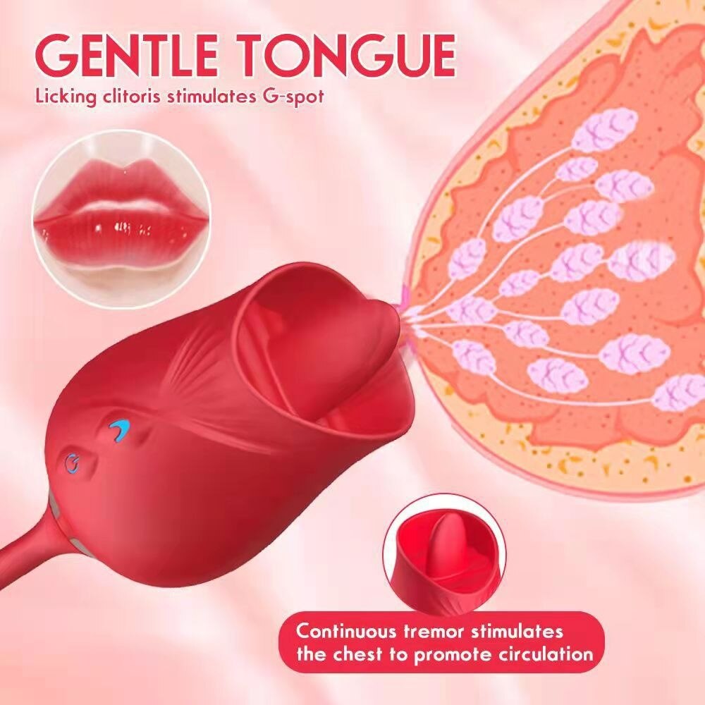 FULLROSE Realistic Tongue Licking & Thrusting Dildo Vibrator