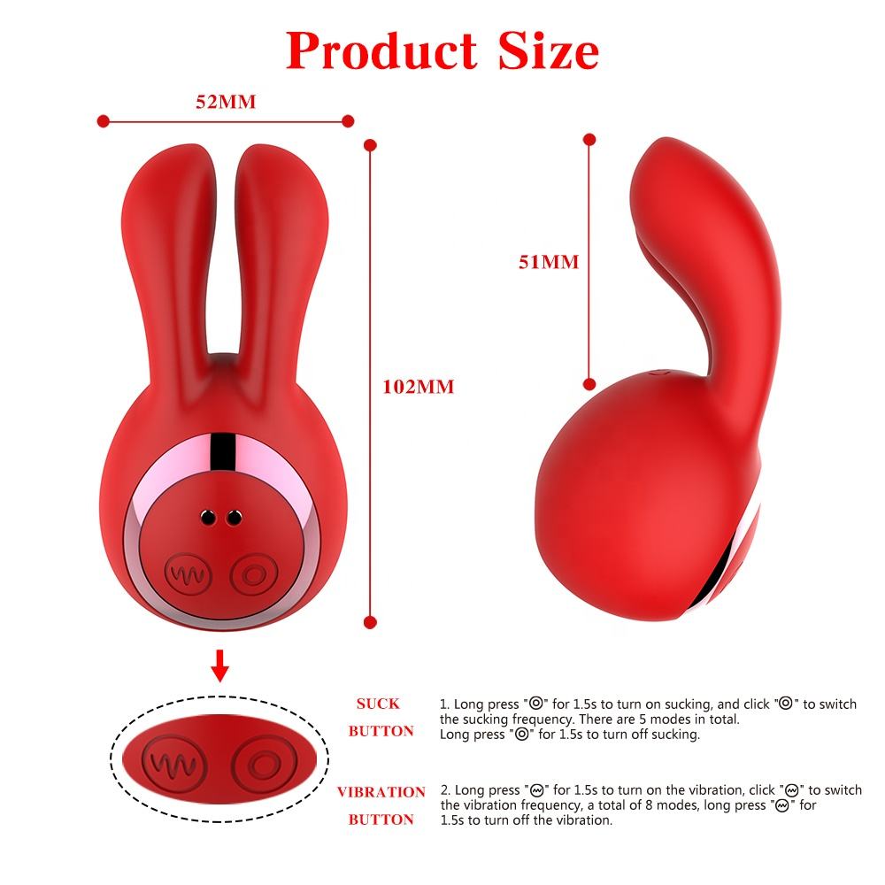 HC Cute Bonny Clitoral Suction & Vagina Rabbit Vibrator - Red
