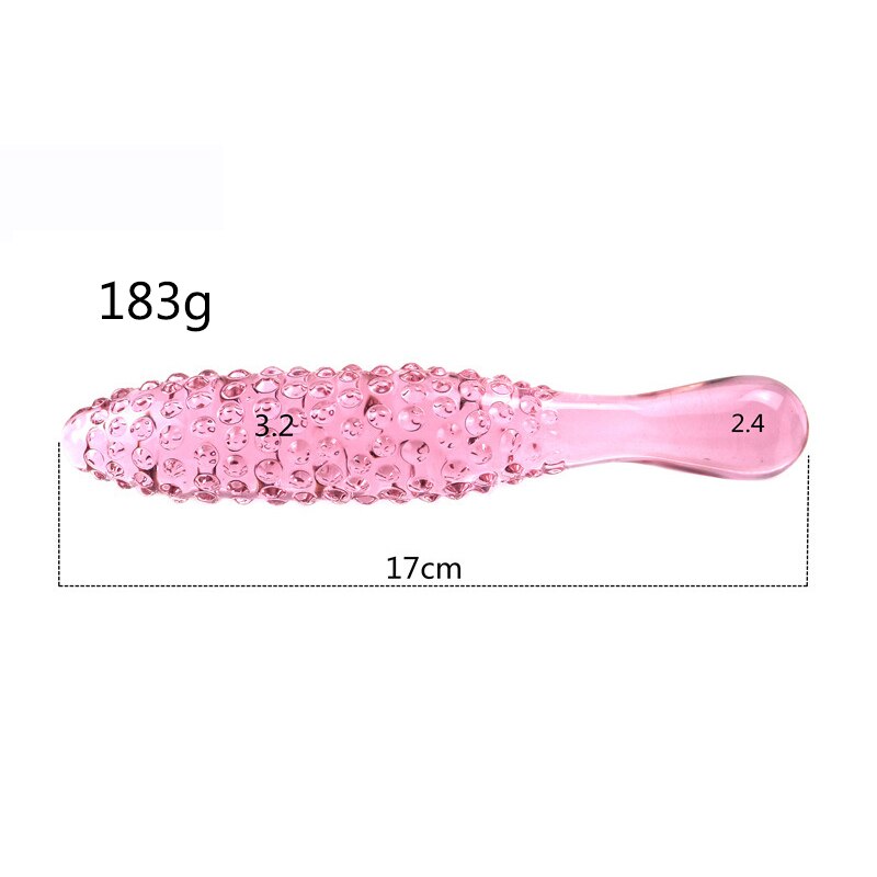 Crystal Pink Glass Beaded Anal Plug Dildo - Large Bump