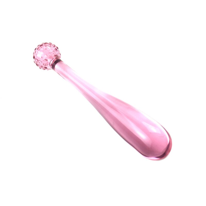 Crystal Pink Glass Beaded Anal Plug Dildo - Long Bump