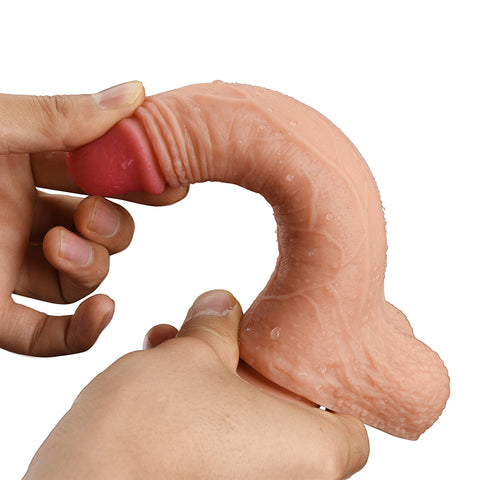 DY 19cm Super Realistic Silicone Dildo with Suction Cup - Nude