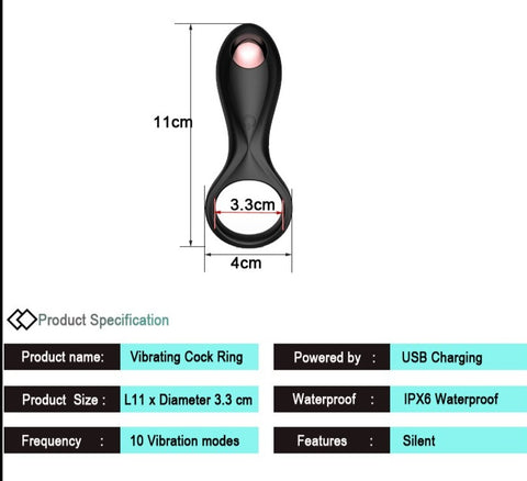 MRMAN Vibrating Penis Ring Couples Ring USB Rechargeable - Black