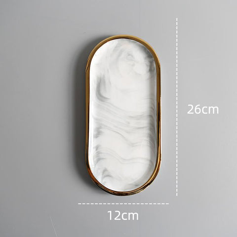 ChoosyBox Marble Style Home Ceram Tray - White