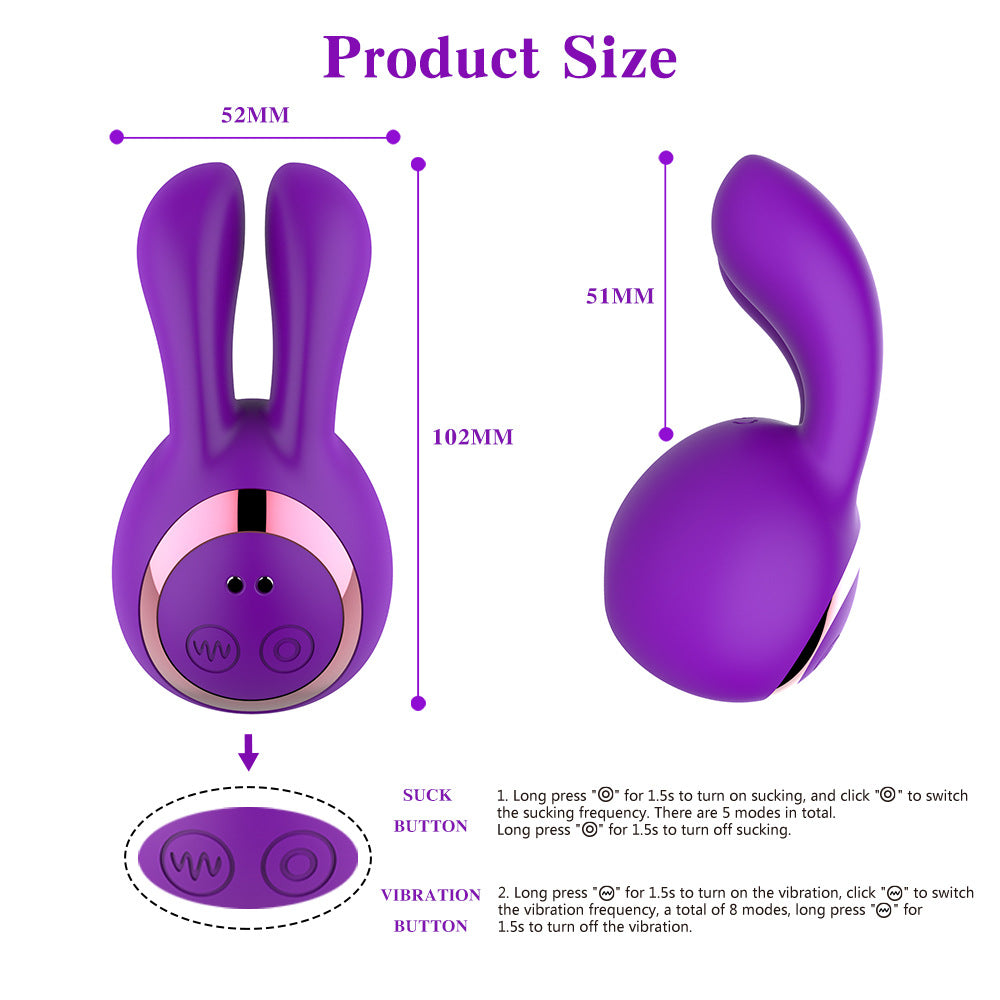 HC Cute Bunny Clitoral Suction & Vagina Rabbit Vibrator - Purple