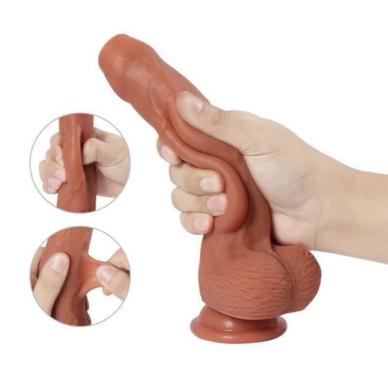 MD 8 inch Super Realistic Dildo with Suction Cup - Foreskin Style