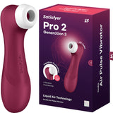 Satisfyer Pro 2 Gen 3 Liquid Air Pulse Clitoral Vibrator - Wine Red