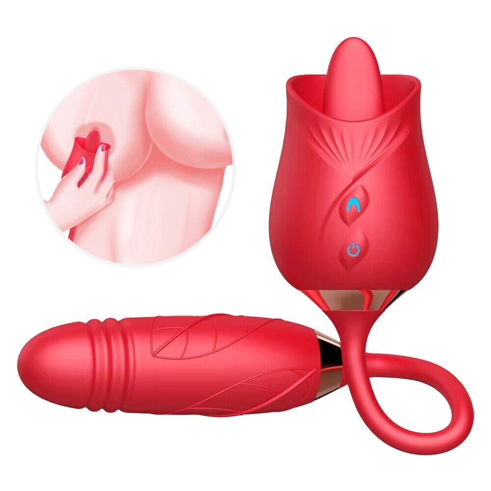 FULLROSE Realistic Tongue Licking & Thrusting Dildo Vibrator