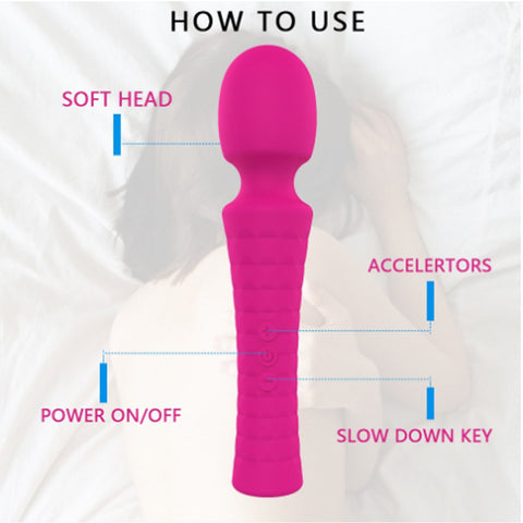 HC 8x5 Wand Massager Vibrator USB Rechargeable - Rose