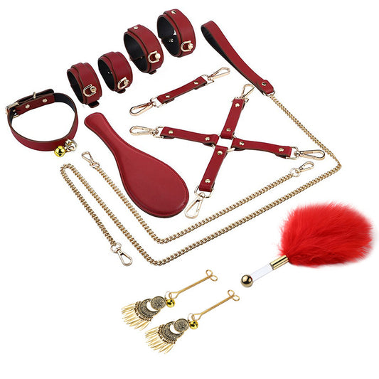 RY Premium 8-Piece BDSM Bondage Kit - Red Fetish Restraints