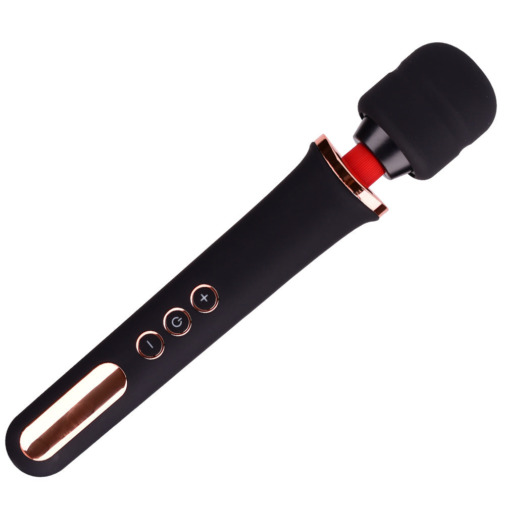 HC 10 Modes Wand Vibrator Wireless Personal Massager USB Rechargeable - Black