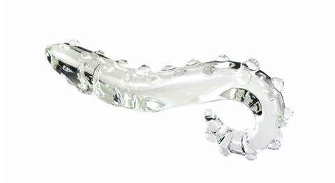 Crystal Glass Hippocampus Beaded Anal Plug Dildo - Clear