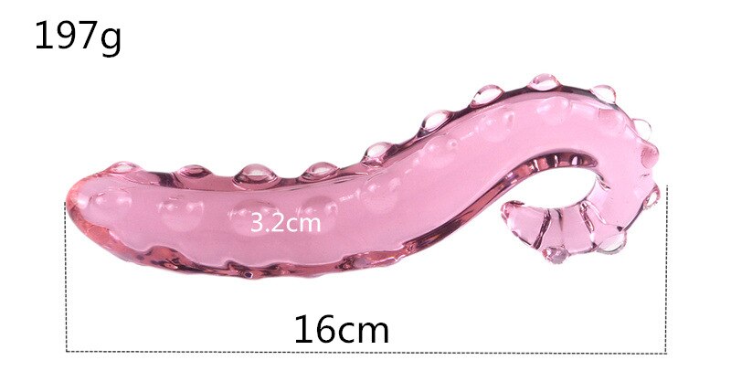 Crystal Glass Hippocampus Beaded Anal Plug Dildo - Pink