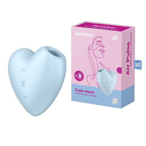 SATISFYER Cutie Heart Air Pulse Clitoral Stimulator Vibrator - Blue