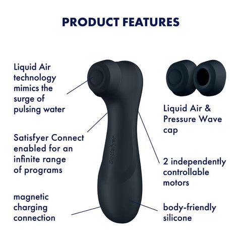 Satisfyer Pro 2 Gen 3 App Controlled Liquid Air Pulse Clitoral Vibrator- Dark Grey