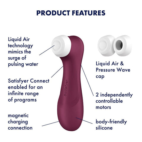 Satisfyer Pro 2 Gen 3 App Controlled Liquid Air Pulse Clitoral Vibrator- Wine Red