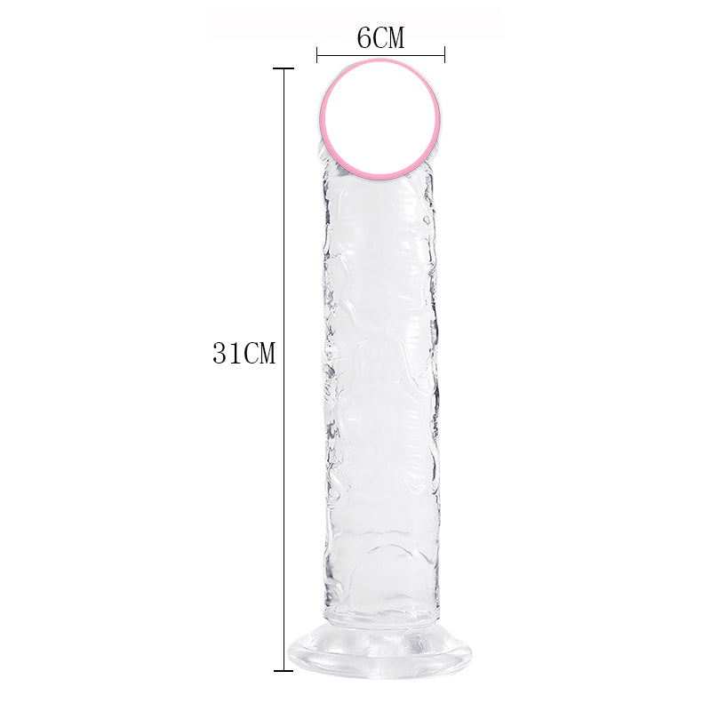 DY Crystal Jelly Realistic Dildo Clear 6 Size Optional