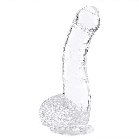 DY 21cm Foreskin-Style Crystal Realistic Dildo with Suction Cup - Lifelike Design