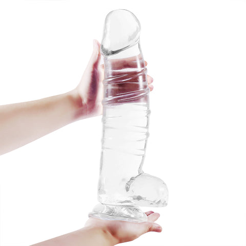 DY 13.18" Giant Ribbed Realistic Dildo - Clear