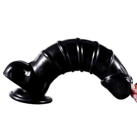 DY 13.18" Giant Ribbed Realistic Dildo - Black