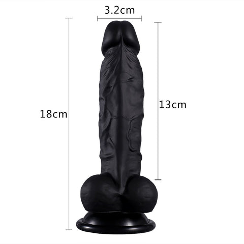 DY 18cmSilicone Super Realistic Dildo - Black