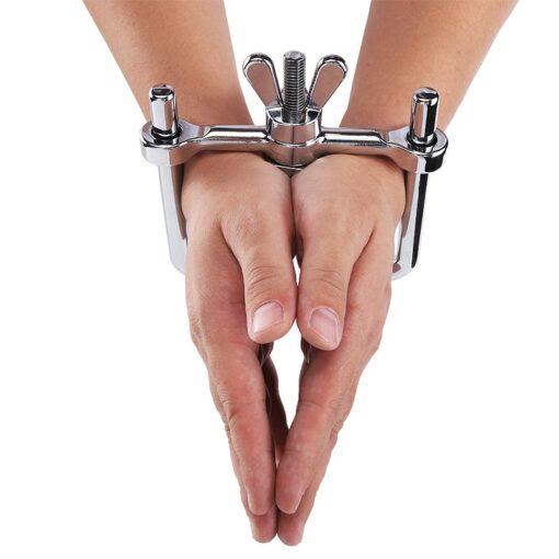 Heavy Stainless steel Adjustable Fetish Slave Handcuffs Kit