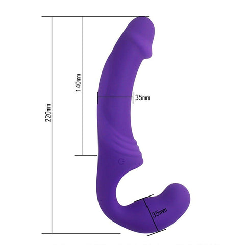 Aphrodisia Double Rider Remote Control Strapless Strap-On Dildo Vibrator - Purple