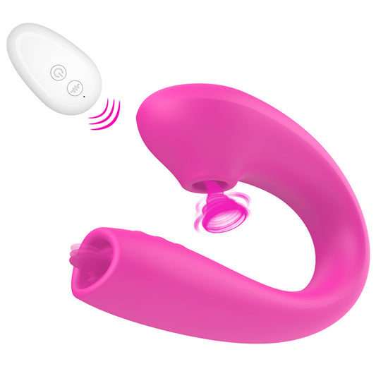 HC Wearable Remote Control Clitoral Sucking & G-Spot Licking Vibrator - Rose