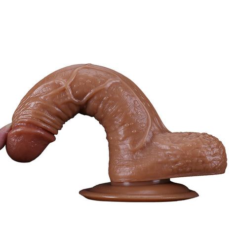 DY 18.5cm Super Realistic Dildo with Suction Cup - Brown