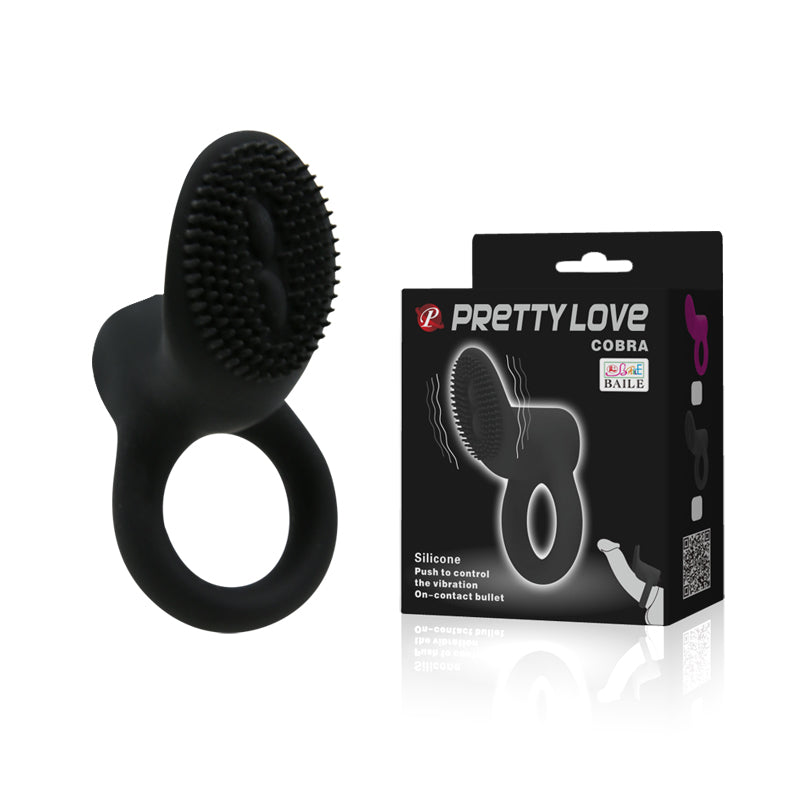 PRETTY LOVE Cobra Vibrating Penis Ring Couples Ring -  Black