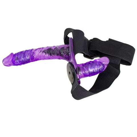 BAILE Double Vibrating Lesbian Strap-on Dildo with Harness - Purple