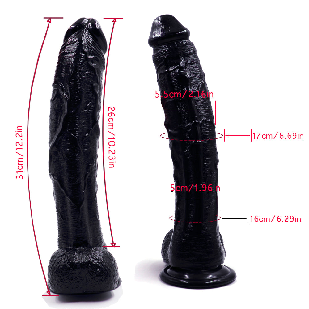 MD Titan 31cm Realistic Strap on Dildo - Black