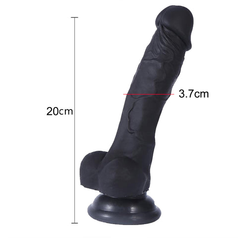 DY 20cm Silicone Super Realistic Dildo - Black