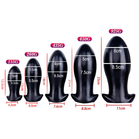 MD Giant Silicone Anal Plug / Butt Plug - Black - (5 Size- S/M/L/XL/XXL)