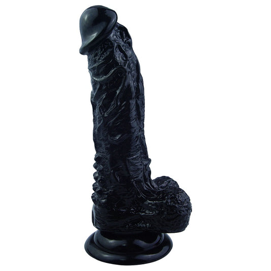 MD 7.48" Evil Realistic Dildo Veined & Beaded - Black