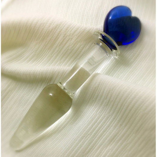 13.5cm Crystal Glass Anal Plug - Blue