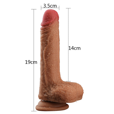 DY 19cm Super Realistic Silicone Dildo with Suction Cup - Brown