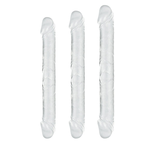 DY Crystal Double Penetration Dildo  - Clear 3 Size Optional