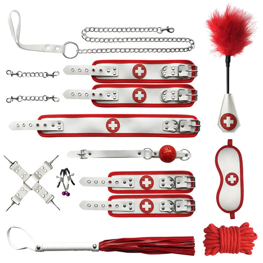 BDSM Nurse Cosplay 13-Piece Restraint Bondage Kit - Complete Fetish Set